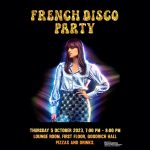 French Disco Party- Woman in 70s clothing with glitter overlay